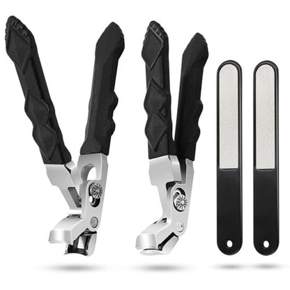4-Pack Jaw Toenail Clippers for Thick Nails, Long Handle, 0.5 in Opening – Stainless Steel, Black