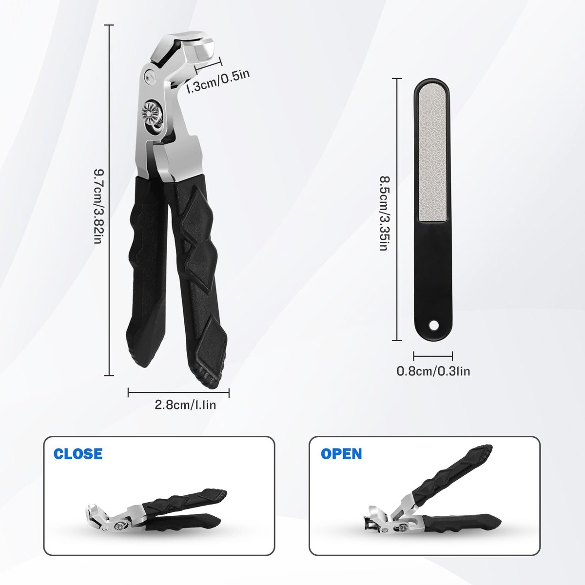 4-Pack Jaw Toenail Clippers for Thick Nails, Long Handle, 0.5 in Opening – Stainless Steel, Black - görsel 11