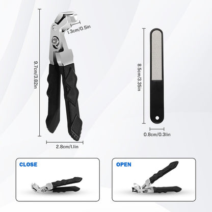 4-Pack Jaw Toenail Clippers for Thick Nails, Long Handle, 0.5 in Opening – Stainless Steel, Black