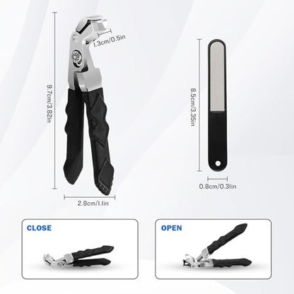 4-Pack Jaw Toenail Clippers for Thick Nails, Long Handle, 0.5 in Opening – Stainless Steel, Black