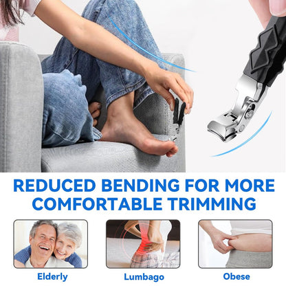 4-Pack Jaw Toenail Clippers for Thick Nails, Long Handle, 0.5 in Opening – Stainless Steel, Black