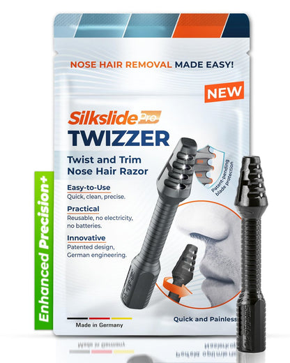 Silkslide TWIZZER Nose & Ear Hair Trimmer – Manual, Battery-Free, Patented Twist Design with German Blades