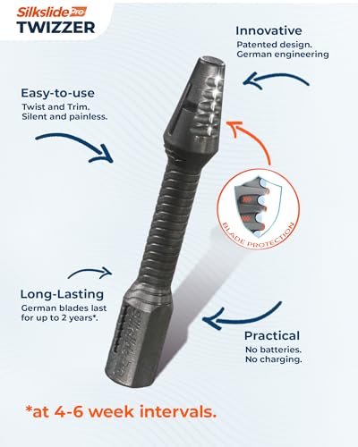 Silkslide TWIZZER Nose & Ear Hair Trimmer – Manual, Battery-Free, Patented Twist Design with German Blades