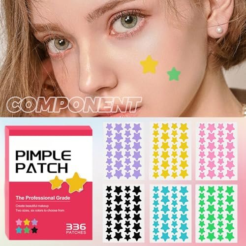 TIKIYOUN Star Pimple Patches for Face - 336 Count Acne Patches with 6 Colors & 2 Sizes, Cute Star-Shaped Zit Stickers for Blemish Protection - görsel 8