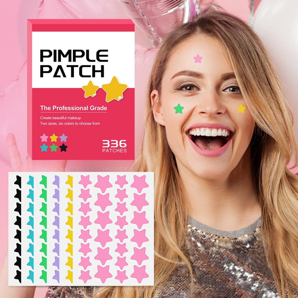 TIKIYOUN Star Pimple Patches for Face - 336 Count Acne Patches with 6 Colors & 2 Sizes, Cute Star-Shaped Zit Stickers for Blemish Protection - görsel 9