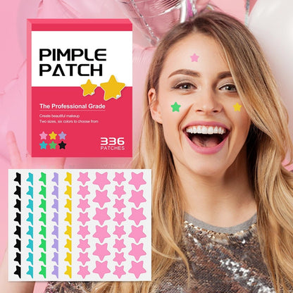 TIKIYOUN Star Pimple Patches for Face - 336 Count Acne Patches with 6 Colors & 2 Sizes, Cute Star-Shaped Zit Stickers for Blemish Protection