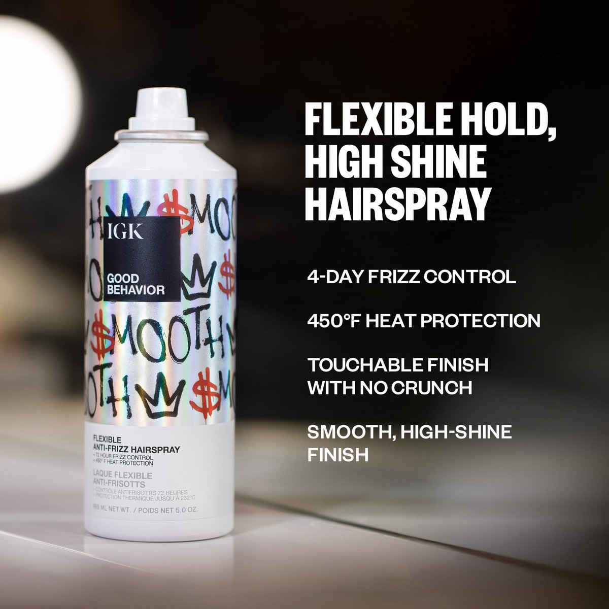 IGK GOOD BEHAVIOR Flexible Hairspray - 5 oz - Lightweight Hold & Shine Avelisse