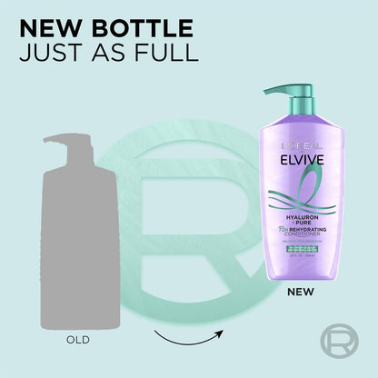 L'Oreal Paris Elvive Hyaluron + Pure 72H Rehydrating Conditioner for Oily Hair, with Salicylic and Hyaluronic Acid, 28 Fl Oz