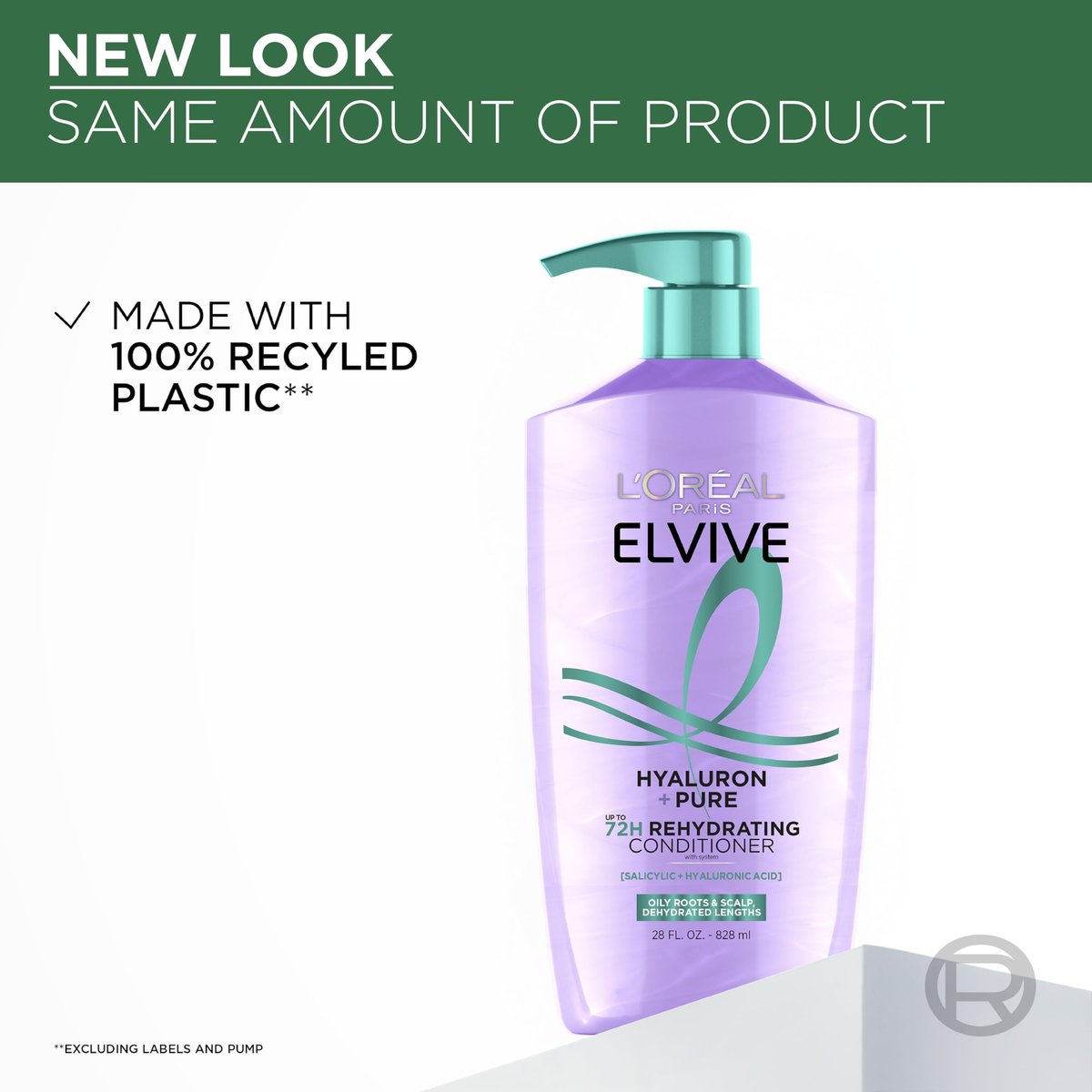 L'Oreal Paris Elvive Hyaluron + Pure 72H Rehydrating Conditioner for Oily Hair, with Salicylic and Hyaluronic Acid, 28 Fl Oz - görsel 13