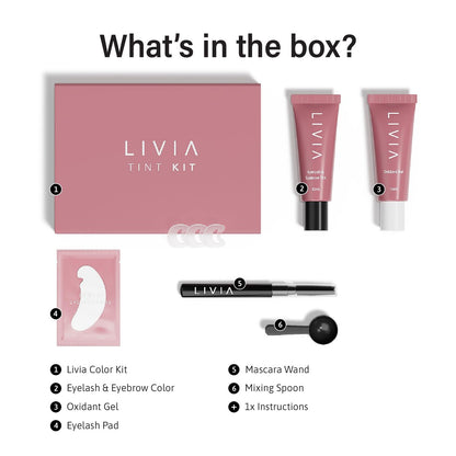 Livia Black Eyelash and Eyebrow Color Set – Long-Lasting, Natural-Looking Color for 4 Weeks – Vegan & Gentle for Sensitive Skin – Easy DIY Solution