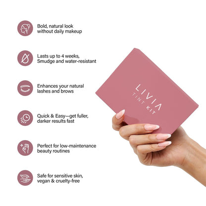 Livia Black Eyelash and Eyebrow Color Set – Long-Lasting, Natural-Looking Color for 4 Weeks – Vegan & Gentle for Sensitive Skin – Easy DIY Solution