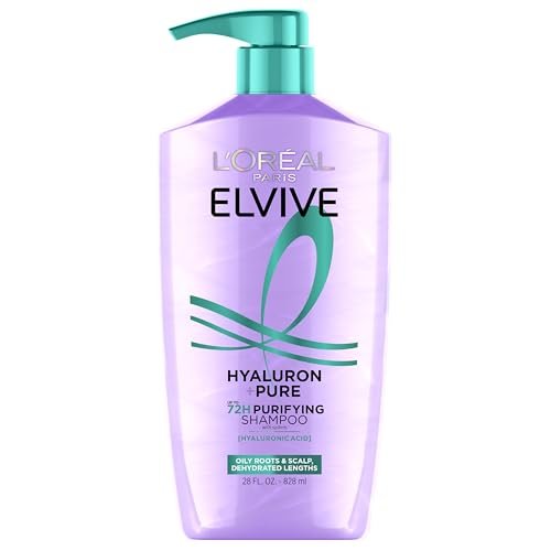 L'Oreal Paris Elvive Hyaluron + Pure 72H Purifying Shampoo for Oily Hair, Clarifying Shampoo with Salicylic Acid and Hyaluronic Acid, 28 Fl Oz - görsel 2