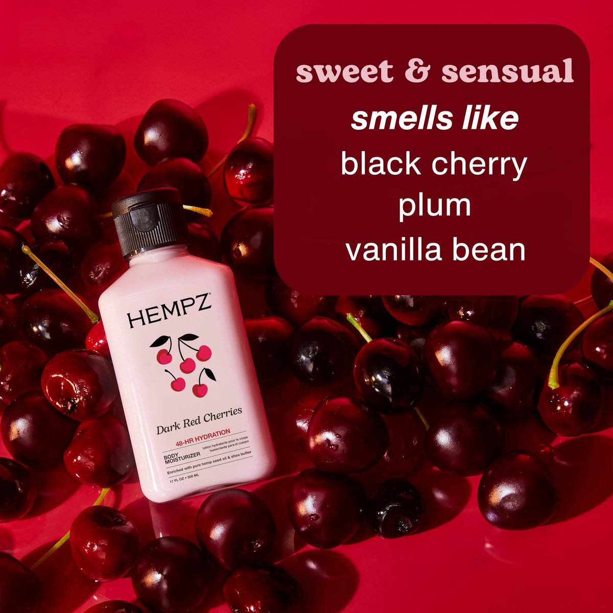 Hempz Mini Cherry Lotion – Ultra Hydrating Body & Hand Moisturizer, Dark Red Cherries, 2.25 oz Travel Size - görsel 3