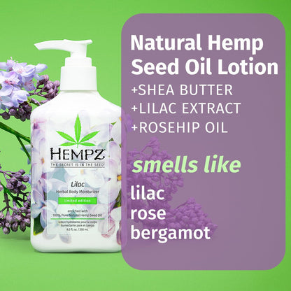 Hempz Limited Edition Lilac Lotion – Hydrating Body Moisturizer for Dry Skin, 8.5 oz