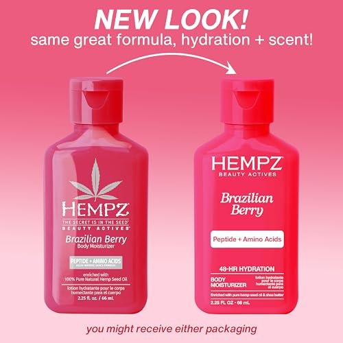 Hempz Mini Brazilian Berry Beauty Actives Lotion - Hydrating Moisturizer for Body, Hands and Feet 2.25 oz - görsel 4