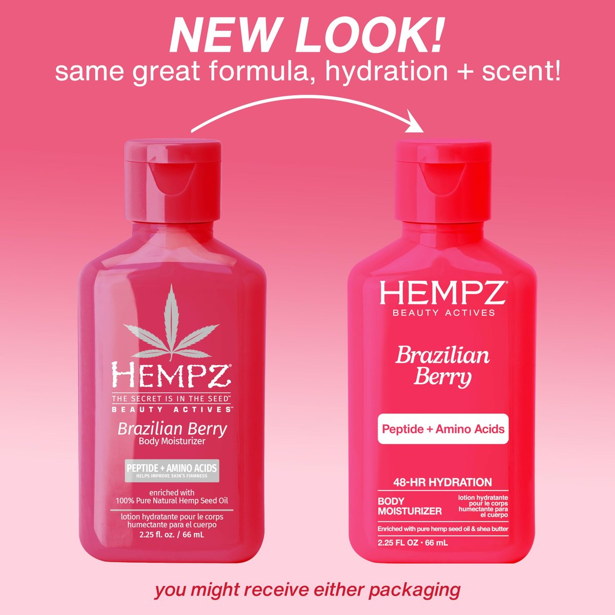 Hempz Mini Brazilian Berry Beauty Actives Lotion - Hydrating Moisturizer for Body, Hands and Feet 2.25 oz - görsel 3