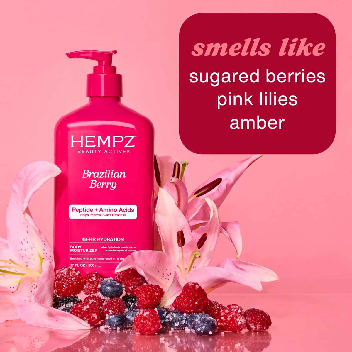 Hempz Mini Brazilian Berry Beauty Actives Lotion - Hydrating Moisturizer for Body, Hands and Feet 2.25 oz - görsel 5