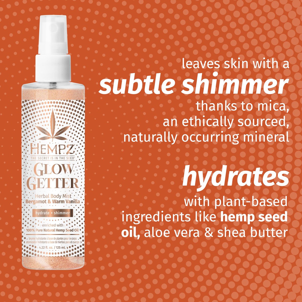 Hempz Glow Getter Hydrating Body Mist with Shimmer - 4.22 oz Avelisse