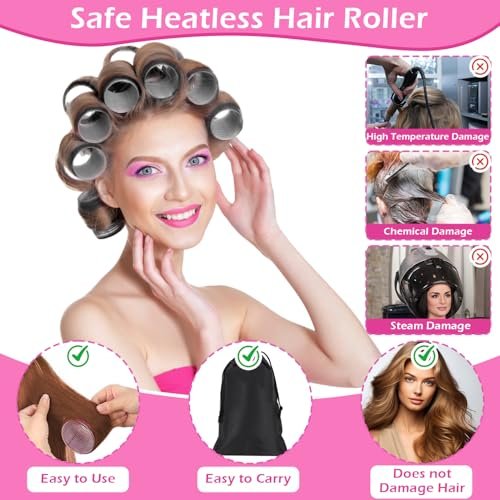 50-Piece Self-Grip Hair Rollers Set - 4 Sizes (Jumbo, Large, Medium, Small) with Clips and Comb for Long, Medium, Short Hair - OJXKZ - görsel 4