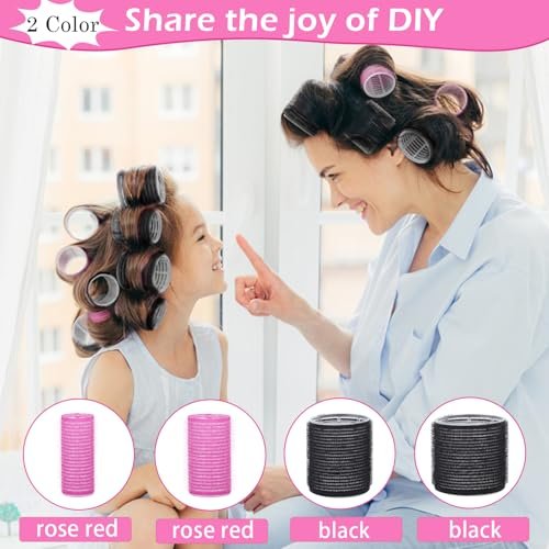 50-Piece Self-Grip Hair Rollers Set - 4 Sizes (Jumbo, Large, Medium, Small) with Clips and Comb for Long, Medium, Short Hair - OJXKZ - görsel 8
