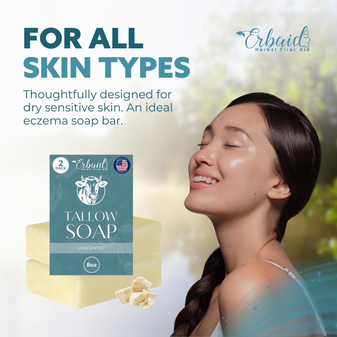 Beef Tallow Soap Bar – All Natural Grass Fed Tallow Soap Unscented – Moisturizing Face & Body Wash for Eczema, Dry, Itchy, Sensitive Skin – Handcrafted Bath Soap for Adults, Kids, Made in USA (4 oz, 2-Pack) - görsel 11