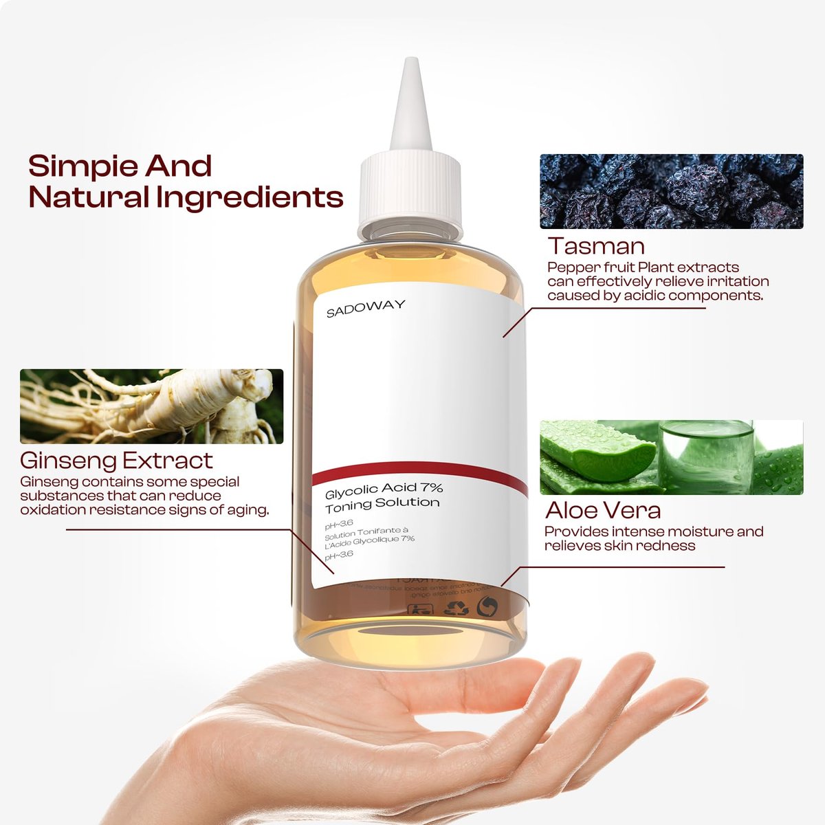 Glycolic Acid Toner 7% | Exfoliating Toning Solution 240ml – SADOWAY - görsel 7