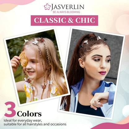 JASVERLIN Mini Butterfly Hair Clips - 50 Pack Small Claw Clips for Fine, Thin, Short Hair, Bangs - Black, Brown, Clear (Classic)