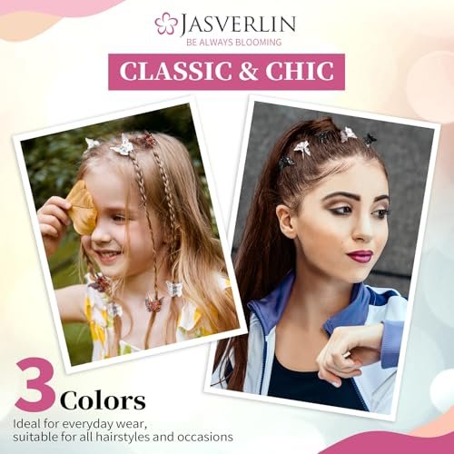 JASVERLIN Mini Butterfly Hair Clips - 50 Pack Small Claw Clips for Fine, Thin, Short Hair, Bangs - Black, Brown, Clear (Classic) - görsel 10