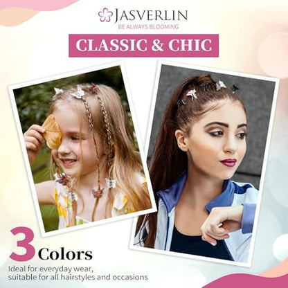 JASVERLIN Mini Butterfly Hair Clips - 50 Pack Small Claw Clips for Fine, Thin, Short Hair, Bangs - Black, Brown, Clear (Classic)