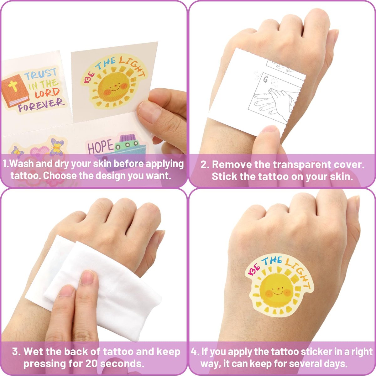 Fancy Land 140Pcs Religious Tattoos for Kids - Temporary Christian Easter Tattoo Sheets with Individual Bible Verses - Sunday School Crafts & Party Favors - görsel 9