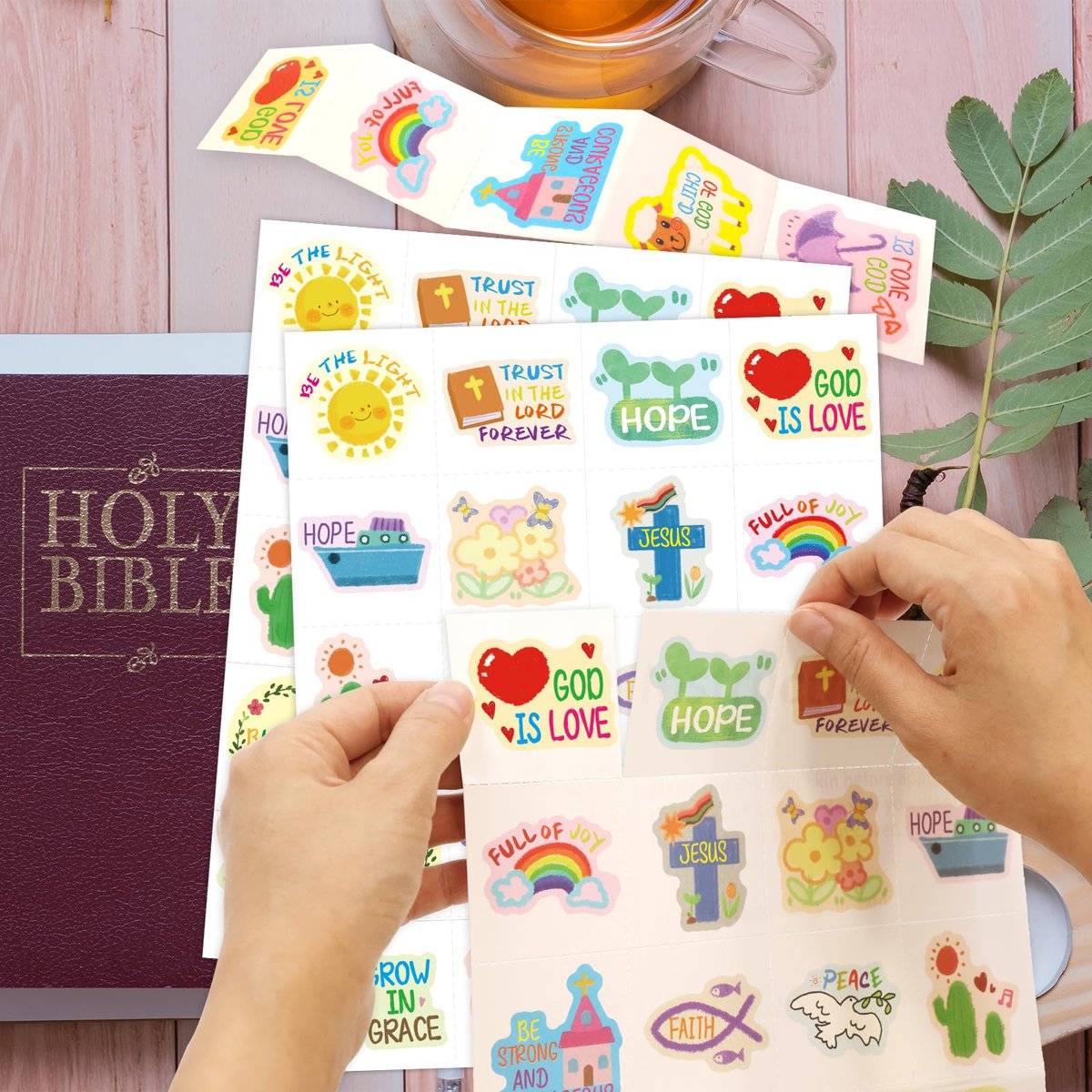 Fancy Land 140Pcs Religious Tattoos for Kids - Temporary Christian Easter Tattoo Sheets with Individual Bible Verses - Sunday School Crafts & Party Favors - görsel 7