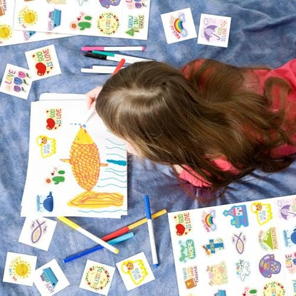 Fancy Land 140Pcs Religious Tattoos for Kids - Temporary Christian Easter Tattoo Sheets with Individual Bible Verses - Sunday School Crafts & Party Favors