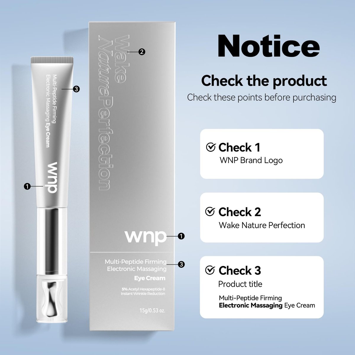 WNP Eye Cream - Multi-Peptide Firming Eye Tightener, Anti-Aging Eye Cream for Puffiness and Bags Under Eyes, 0.53 oz Avelisse