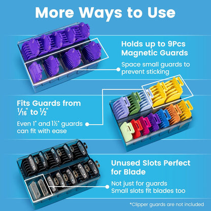 Perfitech Clipper Guard Holder Organizer with 12 Slots, Sturdy PC Material - Transparent