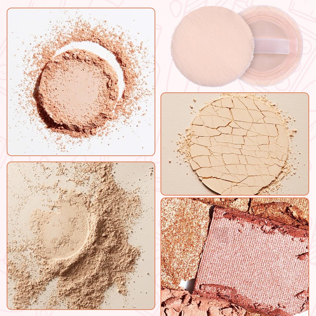 12-Piece Round Velour Face Makeup Powder Pads – Soft 2.36-Inch Setting Puff with Ribbon for Loose & Setting Powder - görsel 9