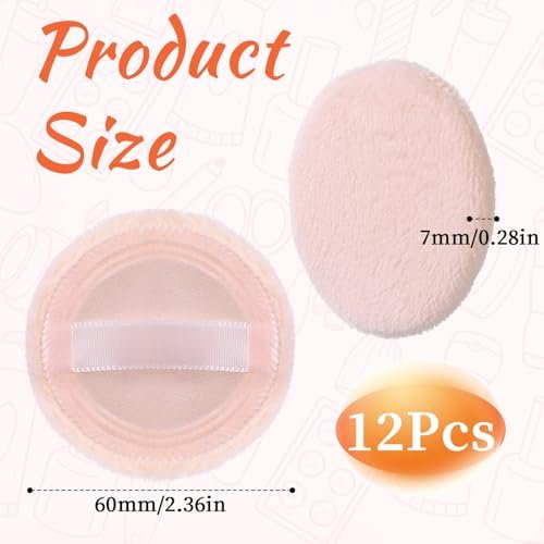12-Piece Round Velour Face Makeup Powder Pads – Soft 2.36-Inch Setting Puff with Ribbon for Loose & Setting Powder - görsel 4