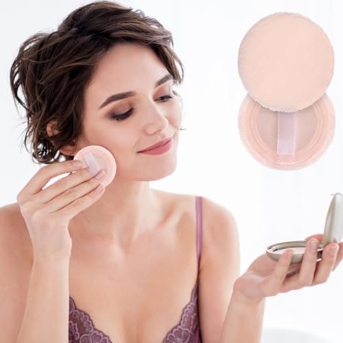 12-Piece Round Velour Face Makeup Powder Pads – Soft 2.36-Inch Setting Puff with Ribbon for Loose & Setting Powder - görsel 12