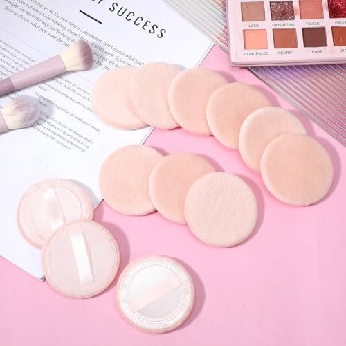 12-Piece Round Velour Face Makeup Powder Pads – Soft 2.36-Inch Setting Puff with Ribbon for Loose & Setting Powder - görsel 8