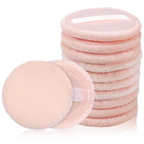 12-Piece Round Velour Face Makeup Powder Pads – Soft 2.36-Inch Setting Puff with Ribbon for Loose & Setting Powder - görsel 2