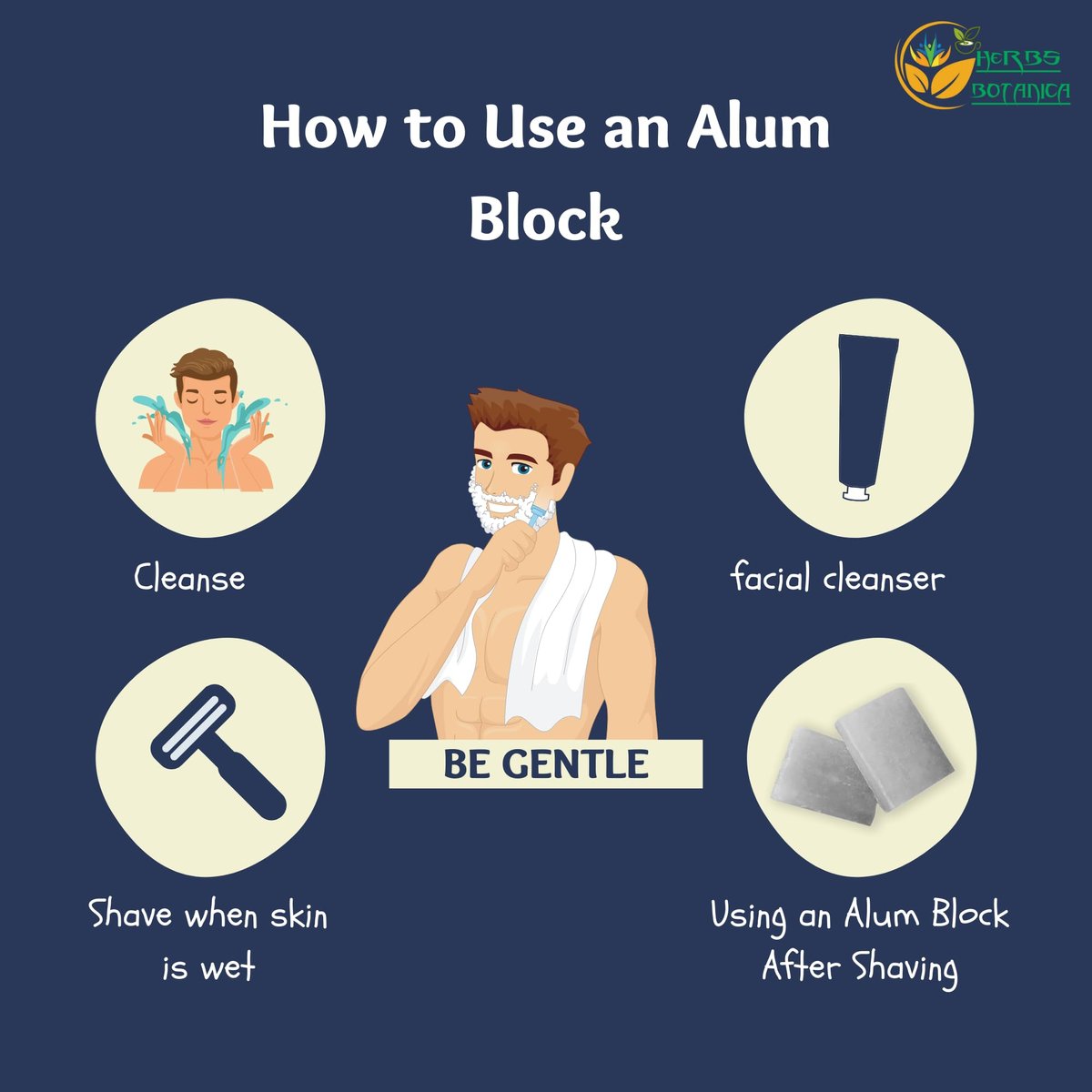 Herbs Botanica Alum Block for Shaving – Natural Aftersave Stone for Men, Stops Bleeding from Nicks & Cuts, 3.5 oz - görsel 15