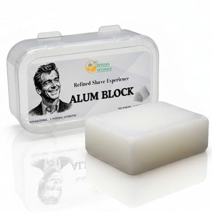 Herbs Botanica Alum Block for Shaving – Natural Aftersave Stone for Men, Stops Bleeding from Nicks & Cuts, 3.5 oz