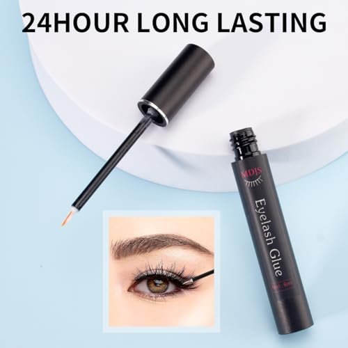A9-h-b Single Tip False Eyelash Glue - Black Latex Free Eyelash Adhesive, Natural & Durable 6ml White - görsel 6