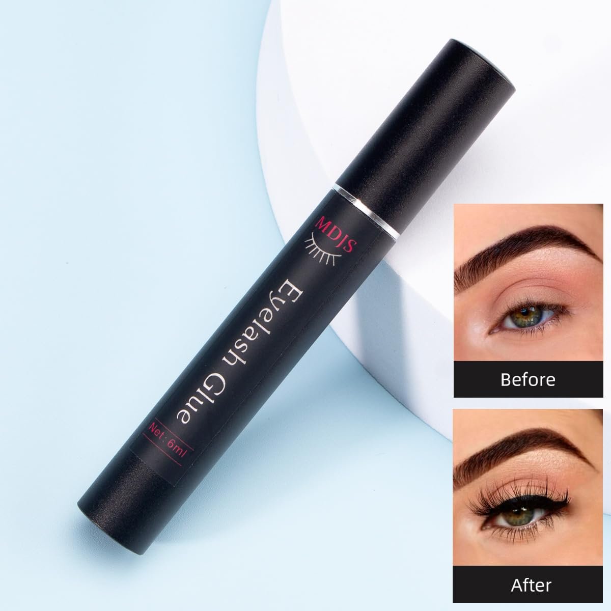 A9-h-b Single Tip False Eyelash Glue - Black Latex Free Eyelash Adhesive, Natural & Durable 6ml White - görsel 9