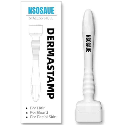 NSOSAUE Dermastamp for Hair & Beard Micro-Exfoliating Tool for Women and Men | White ABS Microdermabrasion Device - görsel 2