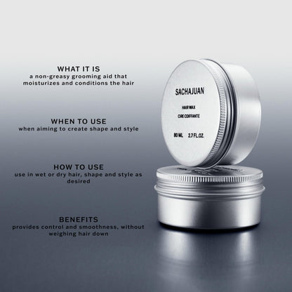 SACHAJUAN Hair Wax - Lightweight Styling Wax for Texture, Shine & Definition - Medium Hold, Non-Greasy - 2.7 oz Avelisse
