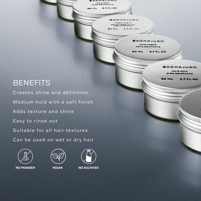 SACHAJUAN Hair Wax - Lightweight Styling Wax for Texture, Shine & Definition - Medium Hold, Non-Greasy - 2.7 oz Avelisse