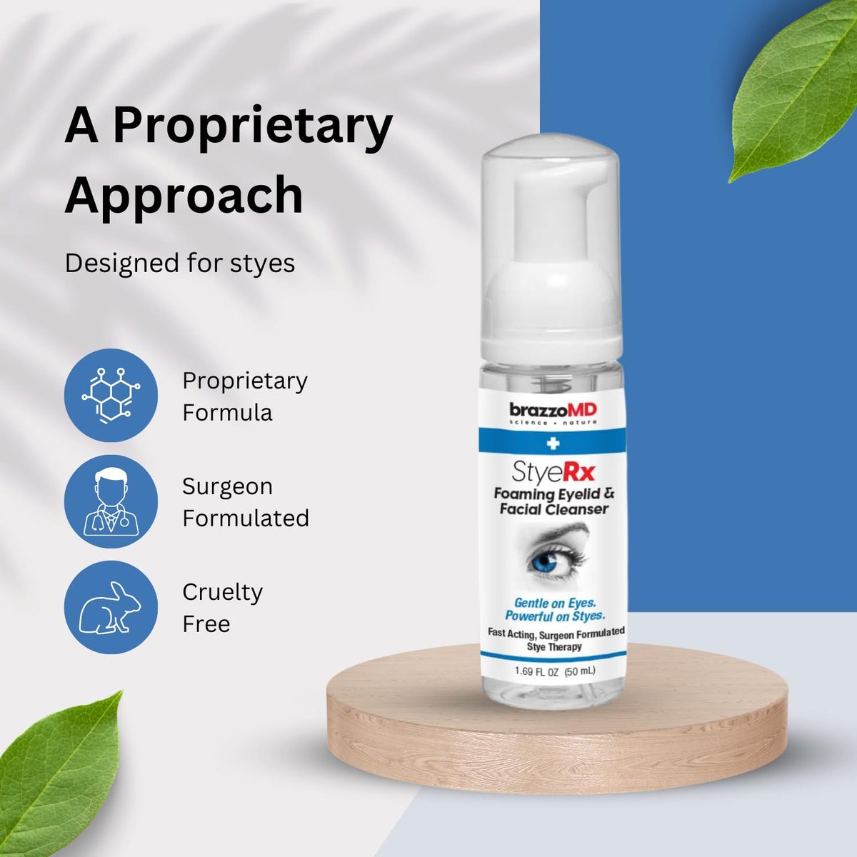 brazzoMD Stye Relief Foaming Cleanser – Soothing & Moisturizing for Styes and Chalazion – 1.69 fl oz (50 mL) Avelisse