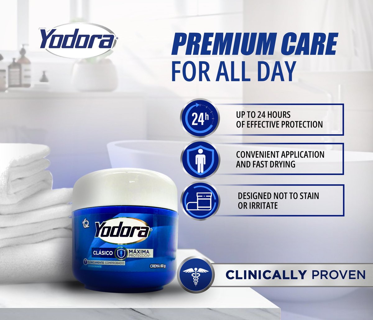 Classic Deodorant Yodoraa – Pack of 60g & 32g – Maximum Protection, Imported from Colombia Avelisse