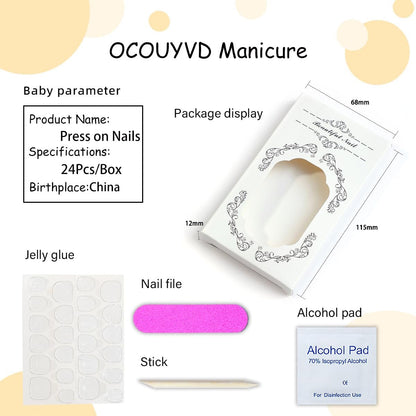Colorful Flowers Press on Nails - Short Almond Shaped Fake Nails with Embossed Floral Design, Glossy Acrylic Full Cover Stick on Nails for Women, 24 Pcs