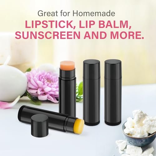 LotFancy Lip Balm Tubes Kit with Filling Tray and Spatula - 50-Pack 4.5ml Black BPA-Free Leak-Proof Containers for Handmade Lip Balm Making Avelisse